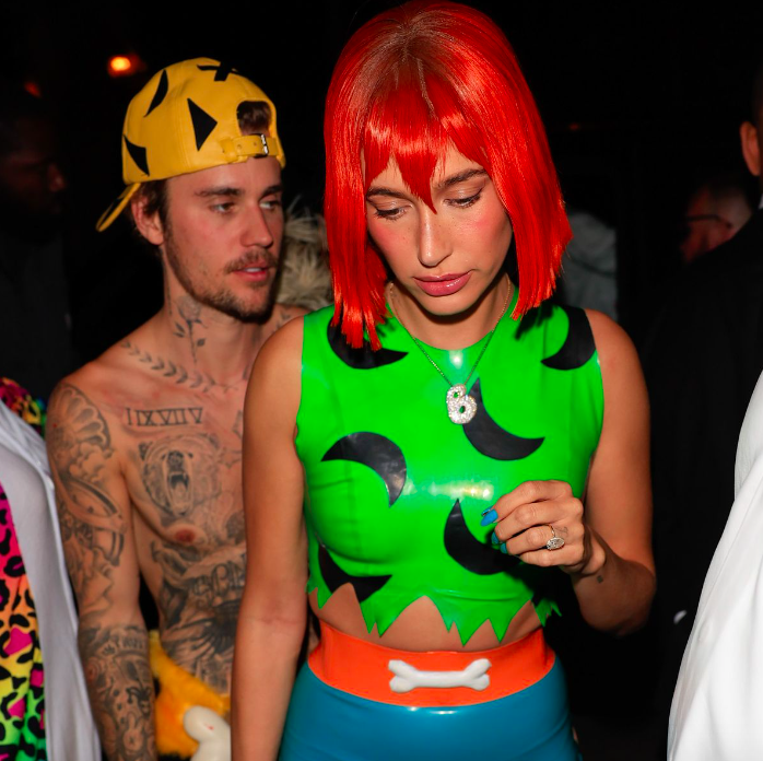 Hailey And Justin Bieber Dressed Up As The Flintstones